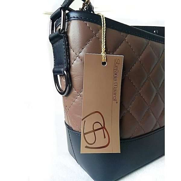 Bolso de piel Taupe Estefania Malliori